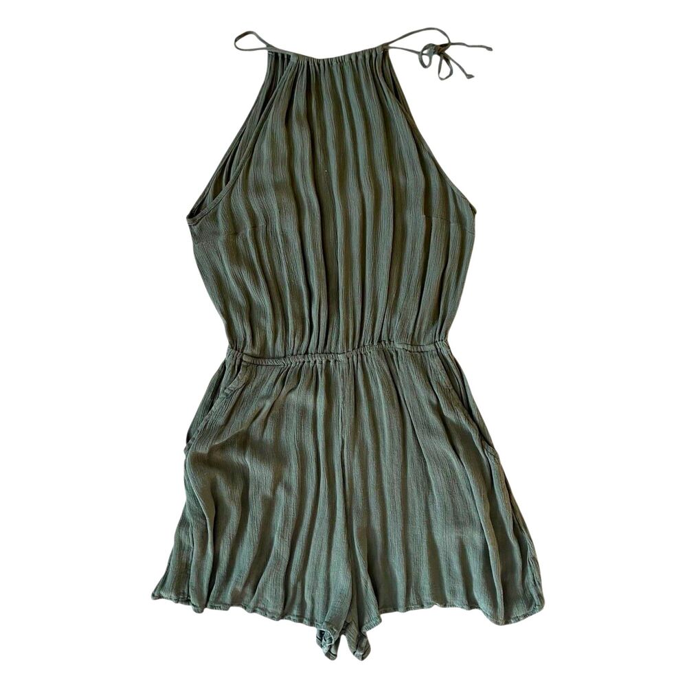 Y2K Sleeveless Summer Shorts Romper w/Pockets H&M Divided Womens Hunter Green 8